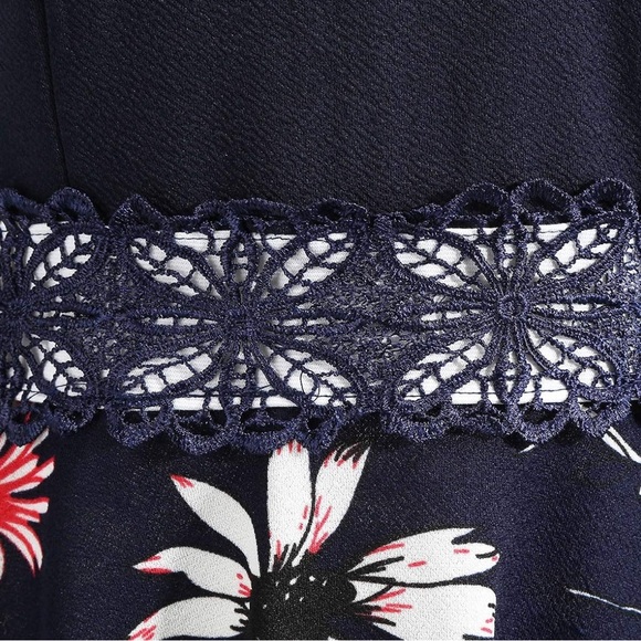 COPY - WERIDEDIRT Vintage Peter Pan Collar Fit & Flare A-Line Swing Dress Blue … - Picture 4 of 13